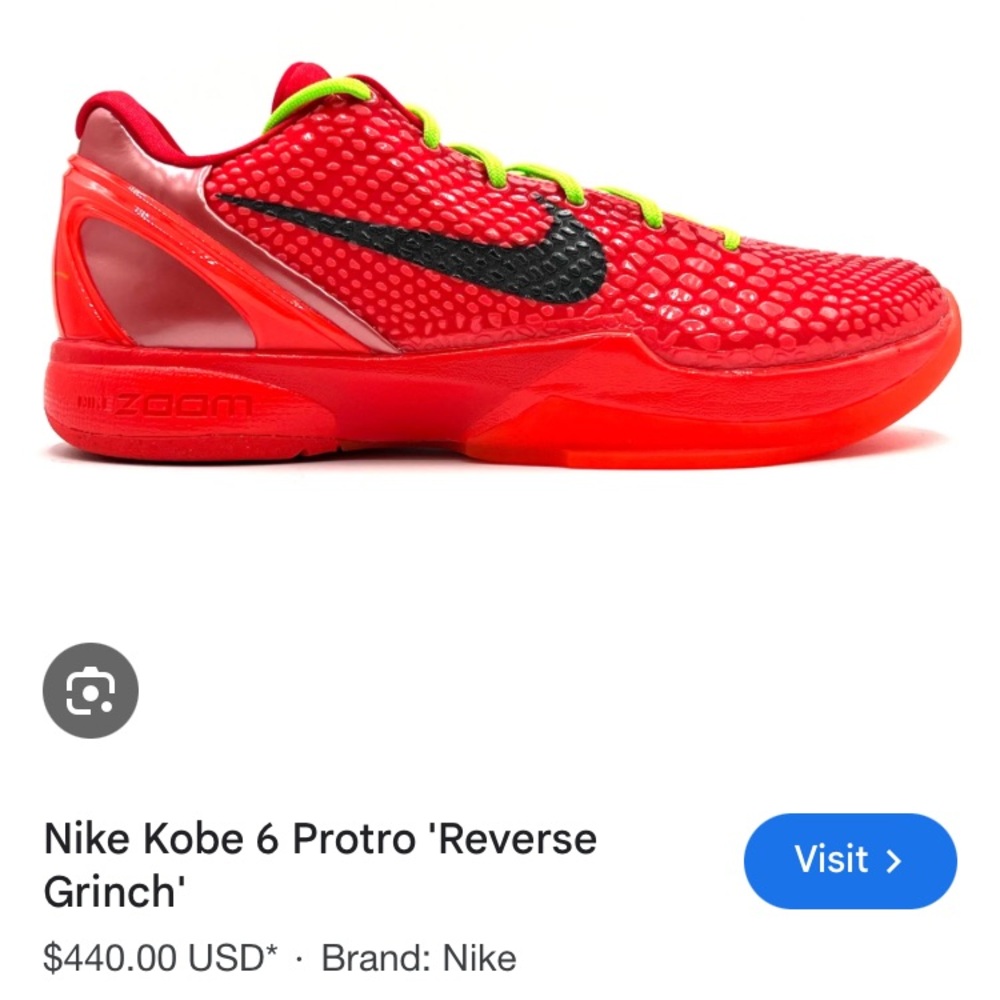 NIKE Protro 6 KOBE Reverse Grinch. Good used condition. PLEASE SEE PHOTOS